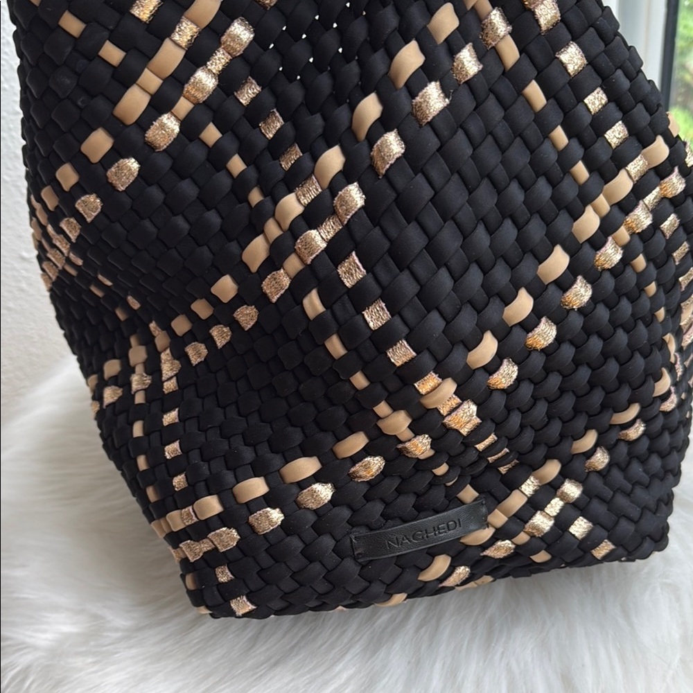 Naghedi Black and Gold Tote Bag with Elegant Design